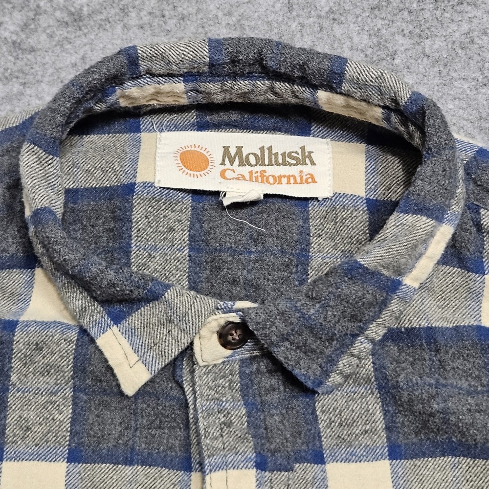 Mollusk California Men's Blue & Cream Plaid Button-Down Shirt